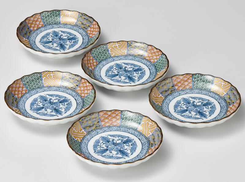 染付 網目文様 中皿 5枚セット 楽天市場】中皿 取り皿 セット 有田焼 染錦間取山水 銘々皿揃