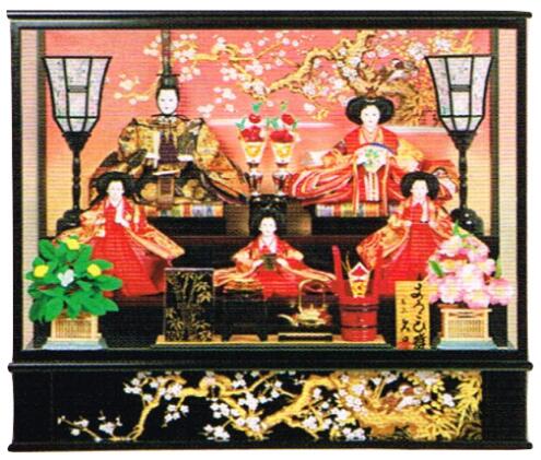 楽天市場】送料無料 久月作 雛人形 衣装着五人揃い ガラスケース入り