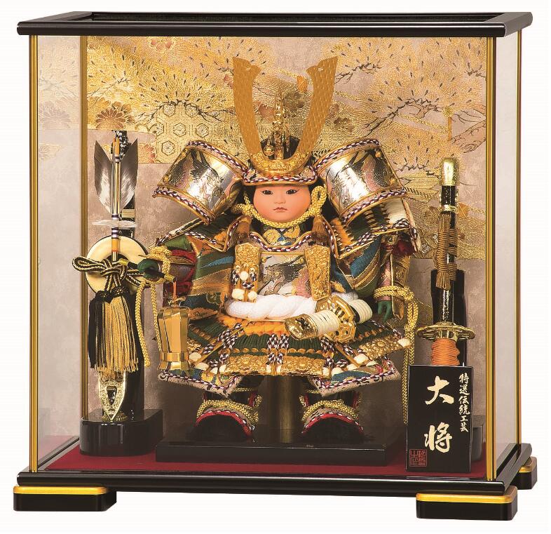 送料無料 平安豊久作 五月人形 5号若大将(子供大将) ガラスケース