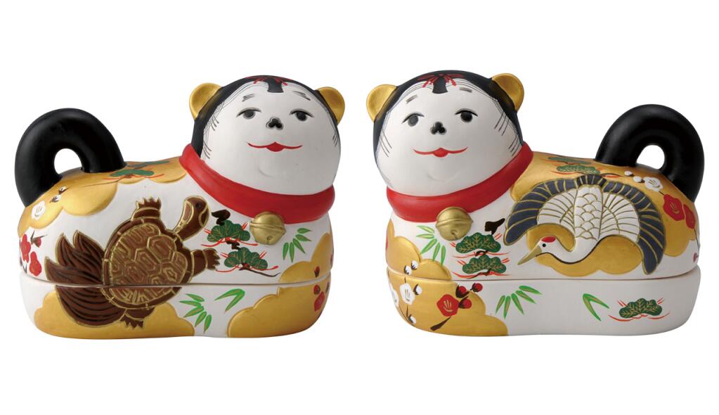 楽天市場】昭峰作 陶器製 犬筥飾り 犬箱飾り 【鶴】〈いぬばこ 日本の 