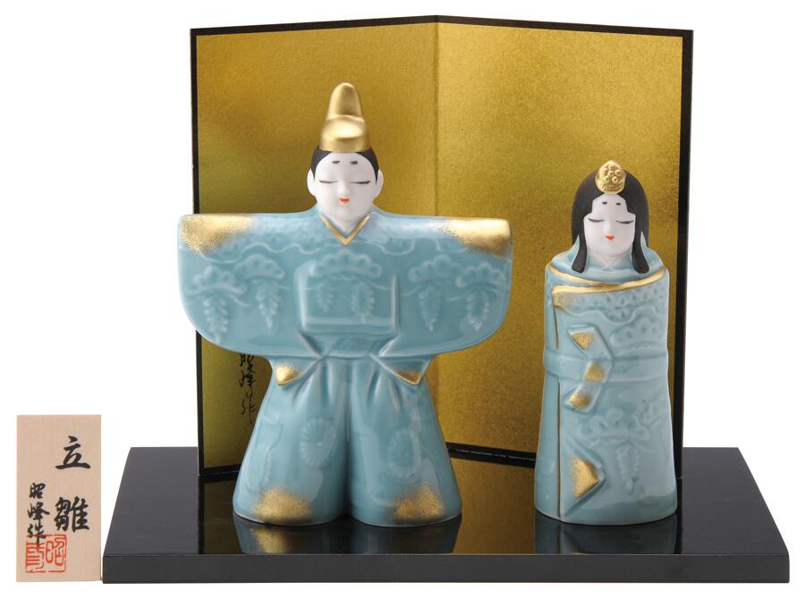 楽天市場】昭峰作 白磁器製 雛人形 白磁染付公家立雛親王飾り そめつけ