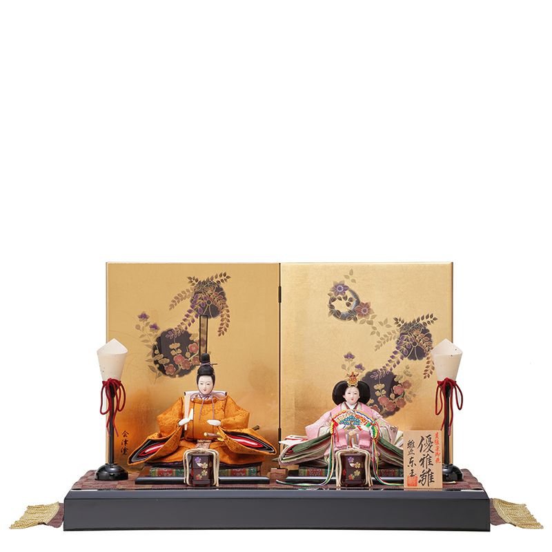 送料無料東玉　雛人形　頭師：田邊安通　着付師：青柳博鳳　優雅衣装着親王　木製平台飾り　【華御所】〈モダン お雛様 お雛さま おひな様 おひなさま お雛飾り お内裏様 雛祭り 三月三日 初節句 初節供 桃の節句 衣裳着人形 二人飾り 2人飾り〉｜人形の鈴勝