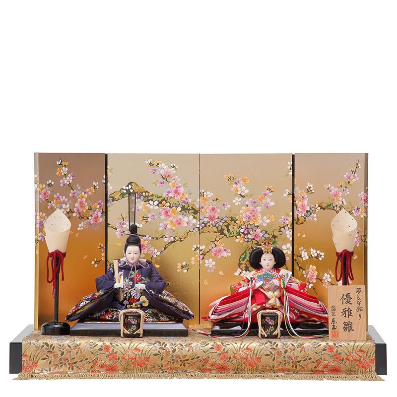 送料無料　 東玉　雛人形　優雅衣装着親王　木製平台飾り　【桜錦】　 〈お雛様 お雛さま おひな様 おひなさま お雛飾り お内裏様 雛祭り 三月三日 初節句 初節供 桃の節句 衣裳着人形 二人飾り 2人飾り 殿姫飾り 通販〉