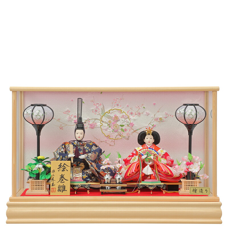 雛人形　親王飾りガラスケース入り Amazon | 雛人形 ケース入り親王飾り 吊るし付き 間口39.5×奥行27.5×高