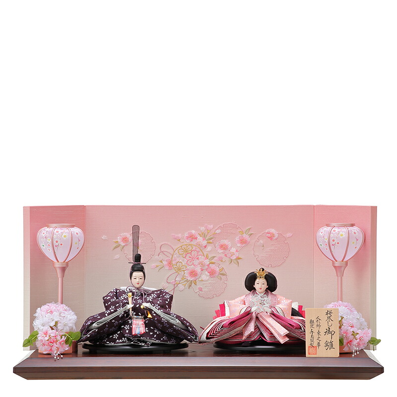送料無料　 東玉　雛人形　東之華親王飾り　木製平台飾り　【桜の舞】　 〈お雛様 お雛さま おひな様 おひなさま お雛飾り お内裏様 雛祭り 三月三日 初節句 初節供 桃の節句 衣裳着人形 二人飾り 2人飾り 殿姫飾り 通販〉