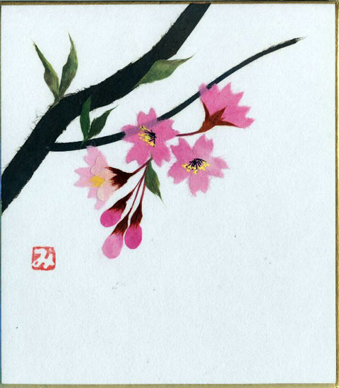 楽天市場】スタンド付き小色紙 日本画 季節・四季折々のちぎり絵