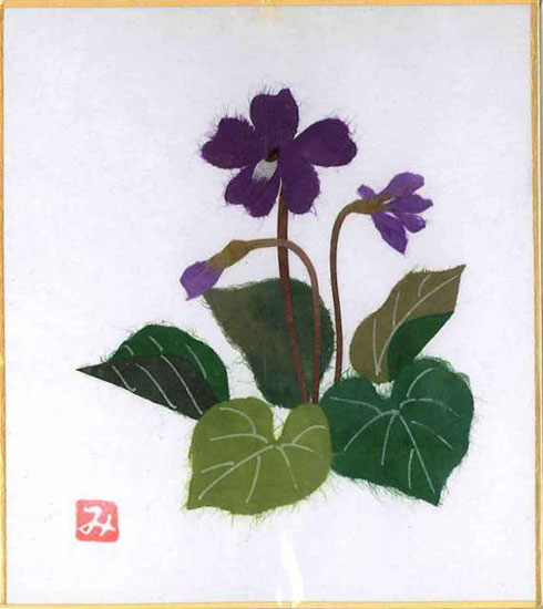 花模様の抽象的な絵画、大、中、小の花柄が織り成す華やかさの絵画 楽天市場】スタンド付き小色紙 日本画 季節・四季折々のちぎり絵