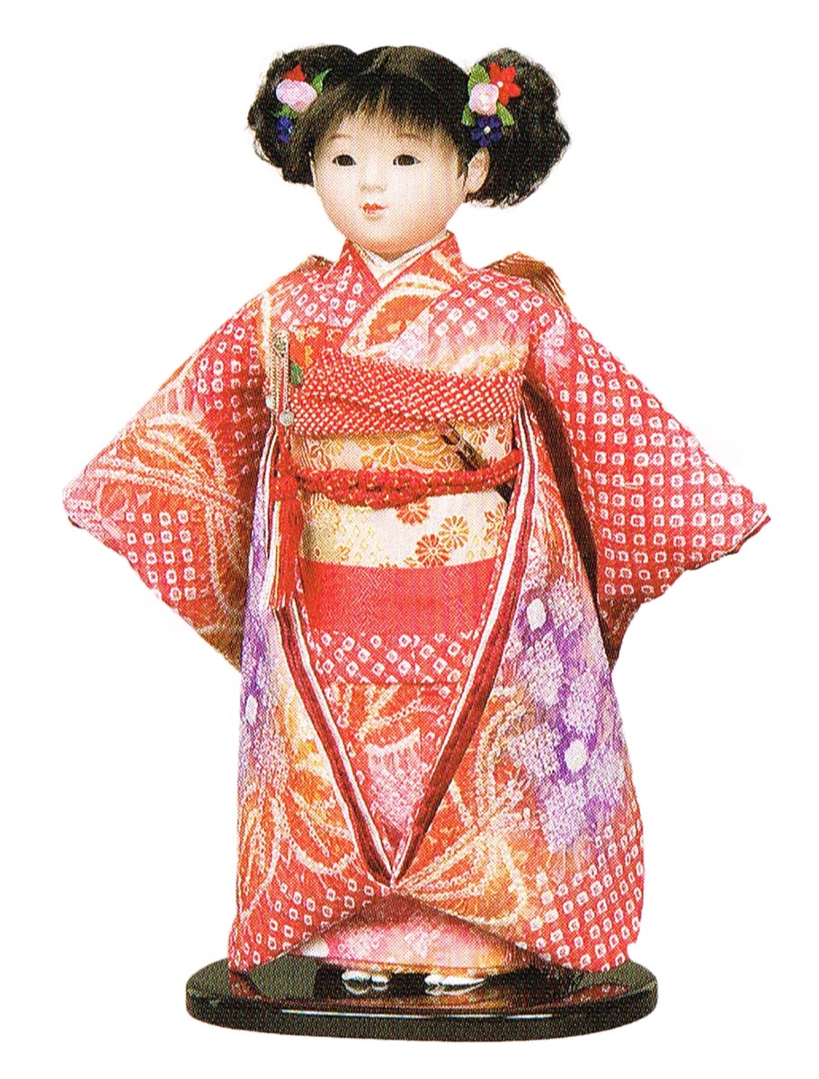 古典 送料無料 久月作 正絹 市松人形 いちまさん〈東京久月 人形の久月