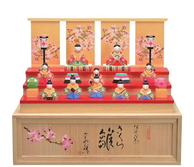 楽天市場】送料無料 南雲作 雛人形 伊予一刀彫り十五人揃い 木製収納台