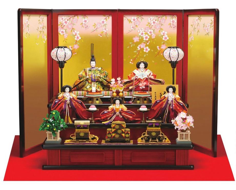 送料無料　 東玉　雛人形　衣装着五人揃い　木製三段飾り　【有賀】　 〈お雛様 お雛さま おひな様 おひなさま お雛飾り お内裏様 雛祭り 三月三日 桃の節句 衣裳着人形 三人官女 五人飾り ５人飾り〉