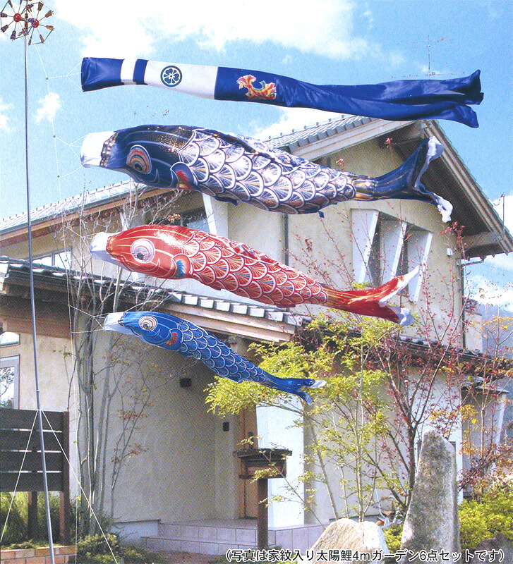 貨物輸送無料 徳永鯉のぼり作 先だつものの明滅する光鯉 お日さま ２ｍ６点 庭園仕掛けるこい旗幟