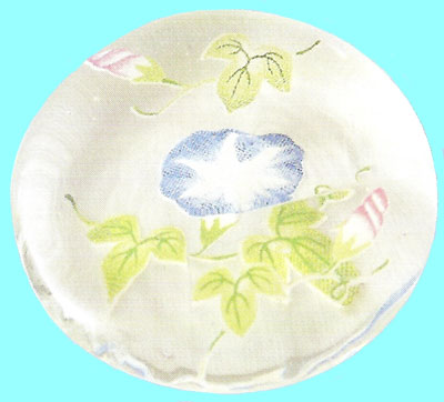 ガラス製　涼風箸置き　おはし置き　絵柄：朝顔・アサガオ・あさがお　形：丸型　袋入り単品　〈動物・植物のお箸置き　夏だけではなく、一年中お使い頂けます！　プレゼント、贈り物にもおススメです☆〉画像