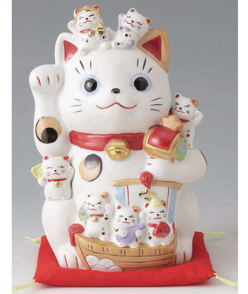 楽天市場】開運招福の縁起物！ 錦彩磁器製 招福億万両招き猫