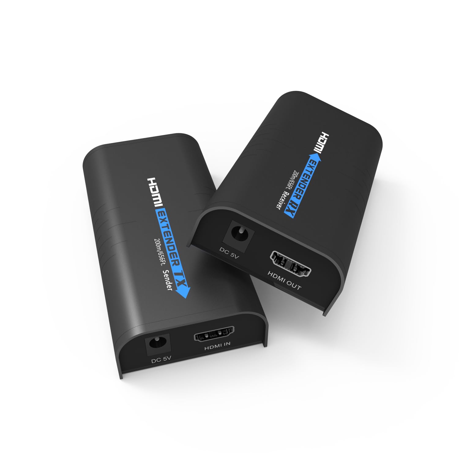 Basicolor HDMIエクステンダー フルHD 1080P@60Hz 160Mロスレス伝送 受信機増設で多数配信可能 Cat5e/6/7 LANケーブル対応 ビデオウエブ会議 屋外大画面スクリーン セキュリティ監視 プレゼン 展示会やデジタルサイネージなど適応 (受信機送信機セット) 【生活応援】