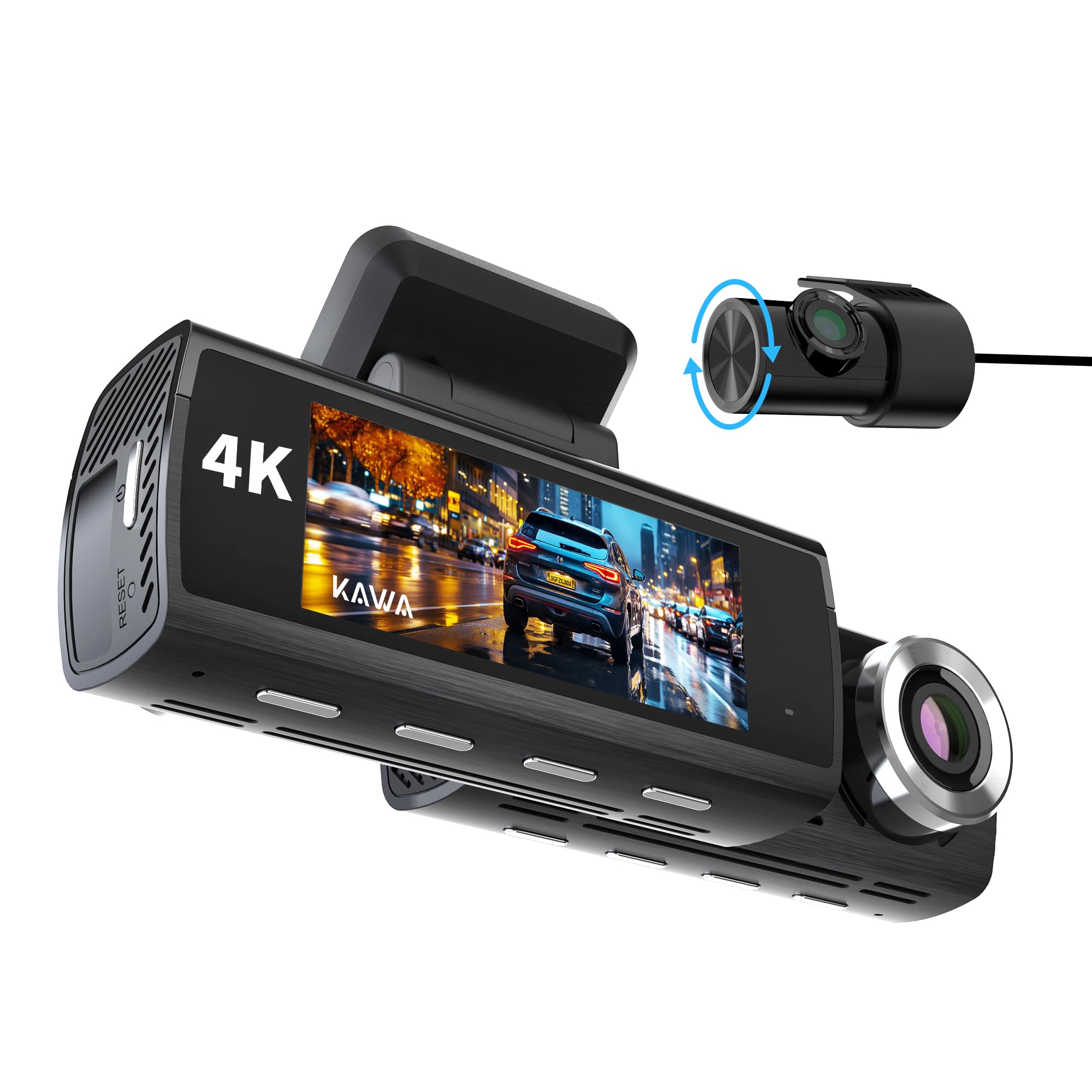 【最短当日発送】ドライブレコーダー KAWA 解像度4K スマートフォン連動 夜は昼のような画質 音声コントロール 操作簡単 スマトフォン連動 360°回転 WI-FI対応 駐車監視 動体検知 Gセンサー 常時録画 緊急録画 衝撃録画 LED信号機対策 IOS Android対応 D8【生活応援】