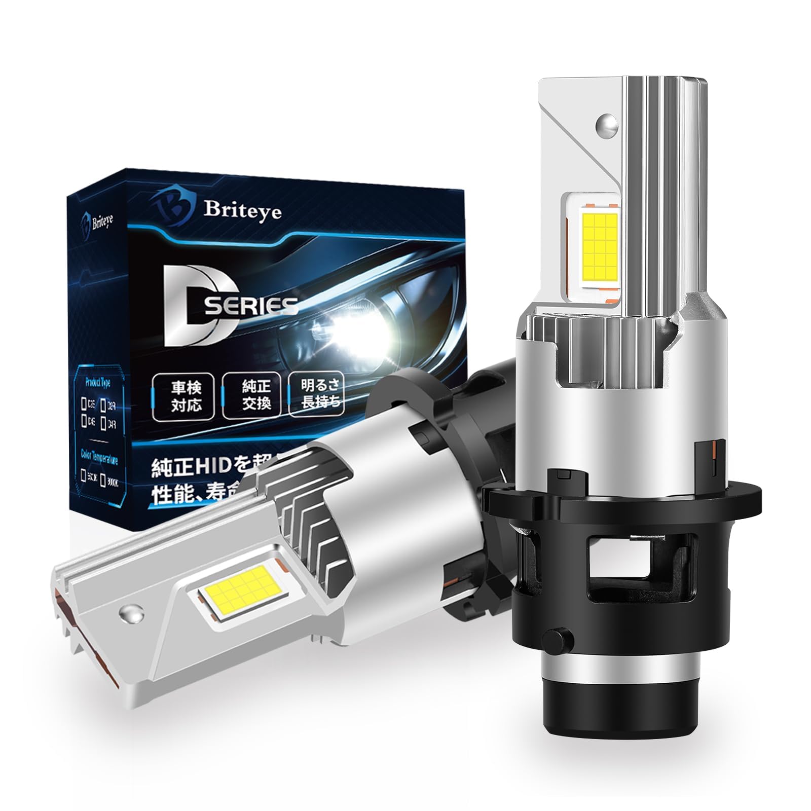 【最短当日発送】【業界初登場 D2R専用】Briteye D2R LEDヘッドライト 純正と同じ発光点 爆光 6500K ホワイト 純正HID車用 D2R LEDバルブ ファン付き 配線レス 純正交換用【生活応援】|メガホーム
