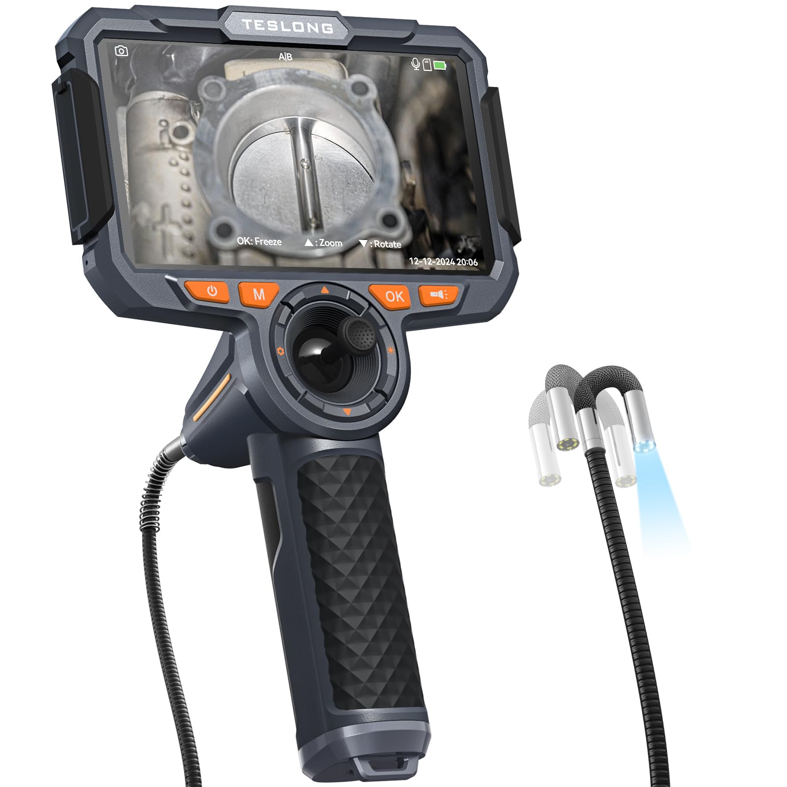 Teslong 360°回転式内視鏡カメラ 先端可動式ファイバースコープ 6インチ IPS液晶モニター1080P百万画素検査カメラ HD調整可能な工業用内視鏡 防水 32G SDカード HDデジタル内視鏡 LEDライト 懐中電灯付きエンドスコープ