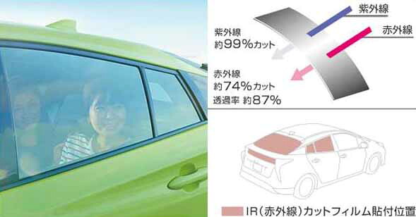 『プリウス』 純正 zvw51 zvw50 zvw55 IR（赤外線）カットフィルム/リヤサイド・バックガラス パーツ トヨタ純正部品 日除け カーフィルム オプション アクセサリー 用品｜株式会社　スズキモータース