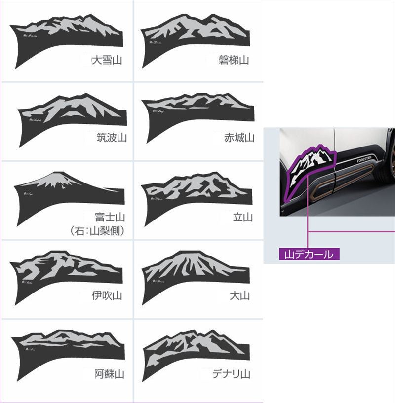 『フォレスター』 純正 SLG SL5 山デカール（ドアアンダー） ※左右2枚セット パーツ スバル純正部品 ステッカー シール ワンポイント オプション アクセサリー 用品