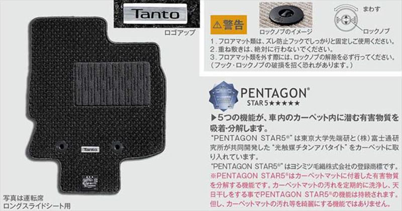 『タント ファンクロス』 純正 LA650S LA660S カーペットマット（高機能タイプ・グレー） ※1台分 パーツ ダイハツ純正部品 フロアカーペット カーマット カーペットマット オプション アクセサリー 用品