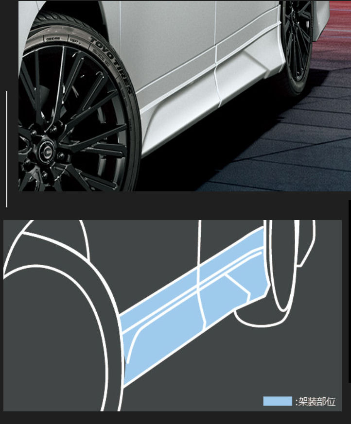 GR PARTS GRサイドスカート（ユニバーサルステップ無車用） ※HEV・GAS用 MS344-28011-C0 ヴォクシー用 トヨタ
