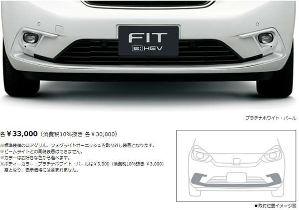 『フィット』 純正 GR1 GR2 GR3 GR4 GR7 GR8 ロアグリル＆フォグライトガーニッシュ パーツ ホンダ純正部品 エアロパーツ 外装 オプション アクセサリー 用品