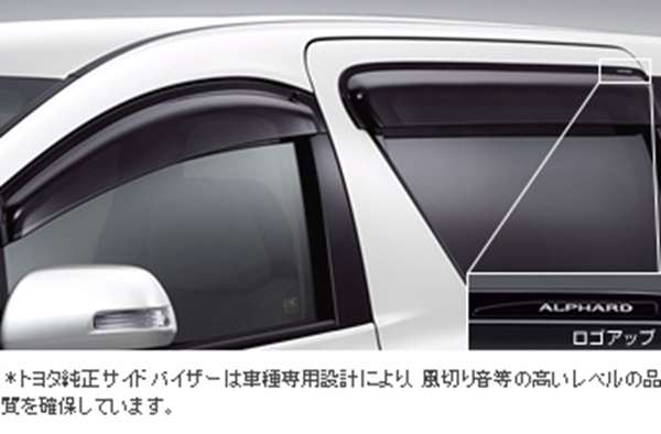 高品質　安心のトヨタ純正品２０系アルファード 純正ワイドバイザー車名ロゴ付き トヨタ トヨタ純正 サイドバイザー [RVワイドタイプ