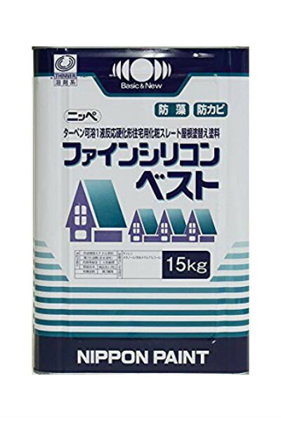 楽天市場 送料無料 ファインシリコンベスト 標準24色 艶有 15kg 日本ペイント シリコン弱溶剤屋根塗料 スズキペイント 楽天市場店