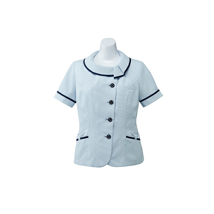 ＼期間限定！最大5％OFFクーポン／ AJ0833 オーバーブラウス 事務服 夏 おしゃれな 涼しい ストライプ クールビズ BONMAX BON Melody|ユニフォーム 半袖 女性 ブラウス 大きいサイズ オフィス レディース 制服 医療 事務 制服