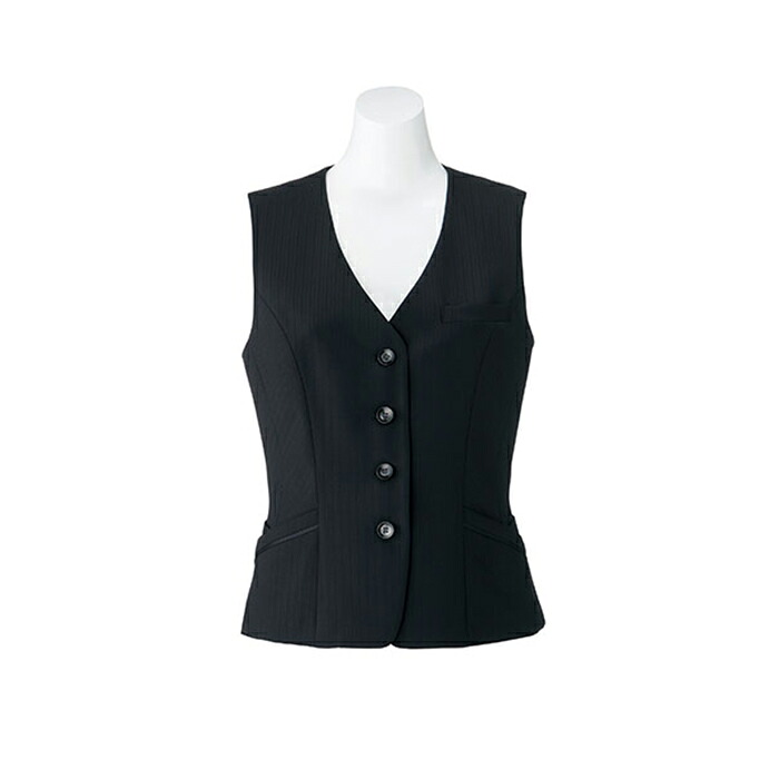 事務服 AV1256 ベスト ストライプ コーデュラ 黒 ブラック | ユニフォーム 制服 オフィス 事務制服 ビジネス オフィスウェア 事務 ユニホーム 仕事着 事務員 オフィスユニフォーム オフィス制服 レディス