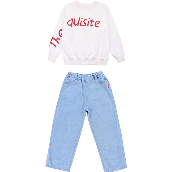 子供服 男の子 女の子 ジャズダンス 子供 DANCE Ｔシャン デニムパンツ ズボン セットアップ ダンス衣装 キッズダンス衣装 ヒップホップ 韓国 子供服 演奏会 ジャズダンス ステージ衣装 練習着 舞台衣装 社交ダンス hiphop
