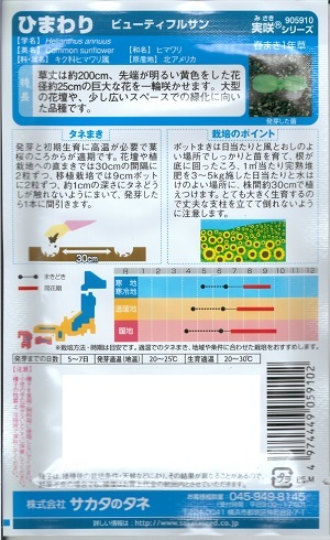 花種子 サカタのタネ 1袋で約７平米に使えます ひまわり ビューティフルサン ボリュームパック 景観用 １０ｇ袋詰 新着セール ひまわり