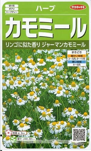 楽天市場 ハーブ種子 サカタのタネ カモミール 0 9ml袋詰め 送料無料 鈴乃園 楽天市場店