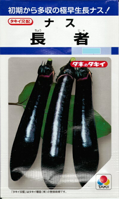草片内果皮 長茄子「金持ち」60粒／2,000粒（タキイ種苗）【貨物輸送込み】ちょうじゃ 夢見鳥ジャ 長茄 長なす 極早生 多収