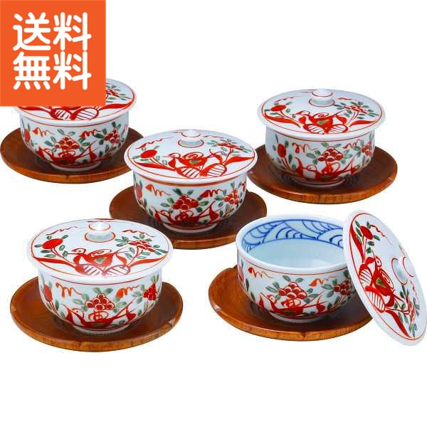 【送料無料/直送】|波佐見焼 古伊万里写し絵 茶托付汲出5客揃|037-412M プレゼント お祝い 誕生日祝い 敬老の日 母の日 父の日 自家消費にも