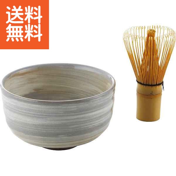波佐見焼 化粧粉引 抹茶碗 茶筅付 ００４−３７３Ｍ
