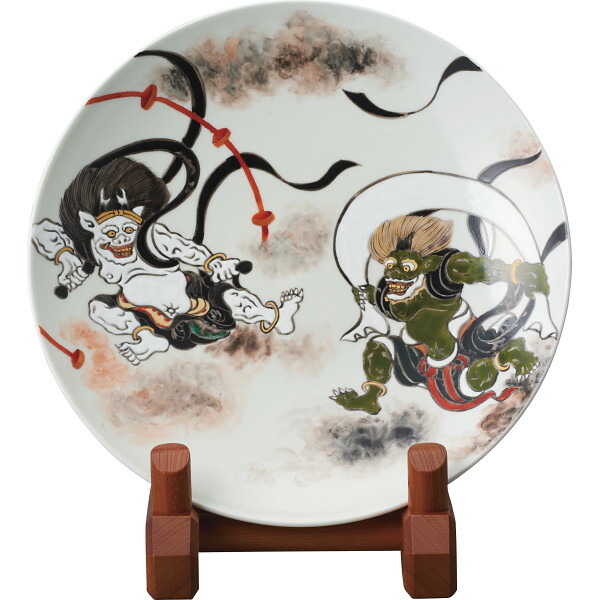 【貨物輸送無料/直送】清水焼 風神雷神図 （立付）飾りつけ皿 ＜ＫＭＧ－１８７＞ 風神雷神図 （立付）飾りつけ皿 差し上げ物 祝い事 生まれ落ちる日祝い事 敬老の日 母の日 父の日 自分自身使い果たすにも 直送品