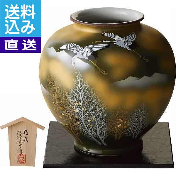 楽天市場】【送料無料/直送】|九谷焼 金箔木立鶴 10号花瓶