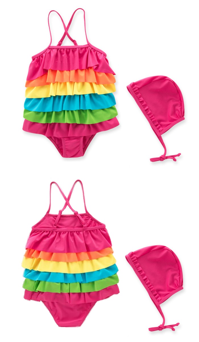 楽天市場 メール便可 フリルレインボー ワンピース水着100cm 110cm 1cm 130cm 140cm ワンピース 子供水着 子供 水着 キッズ 水着 水着 ミズギ 女児 プール スイムウエア 女の子 子ども こども 海水浴 スイミング 水着 女の子 レインボー ティアードフリル ワンピース