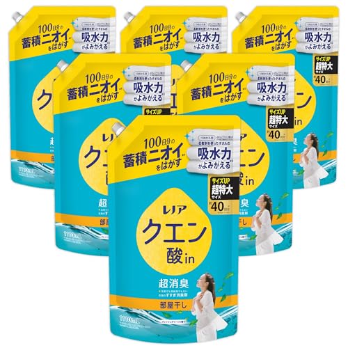 Lenor レノア クエン酸in 超消臭 衣類のすすぎ消臭剤 部屋干し フレッシュグリーンの香り 詰め替え 1110mL&times;6袋 [ケース 送料無料｜SELECTVALUE店