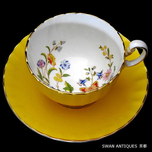 Aynsley China - エインズレイ AYNSLEY 黒地 フローラル カップ