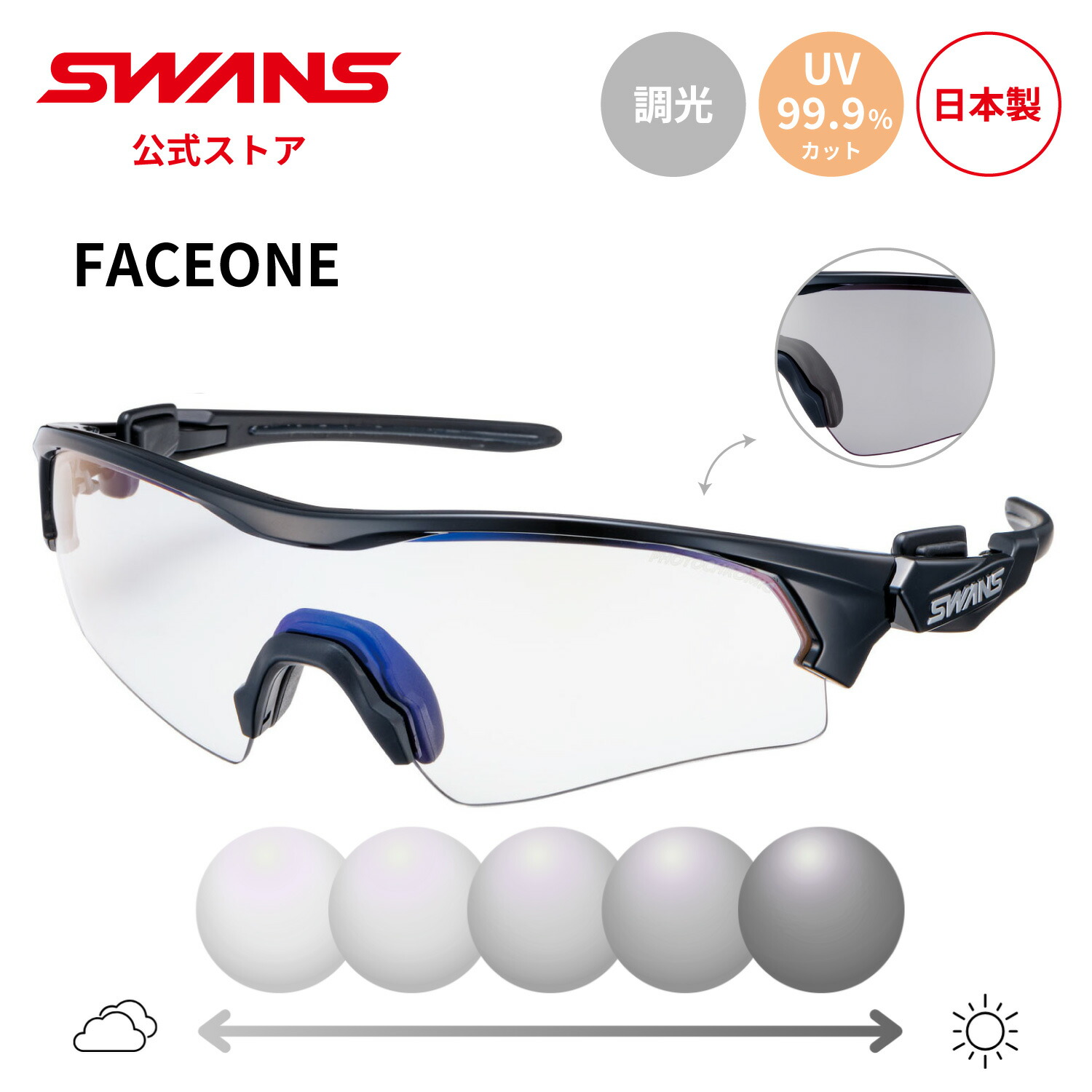 楽天市場】SWANS スワンズ ﾌｪｲｽﾜﾝ fo-0166 bk FACEONE スポーツ