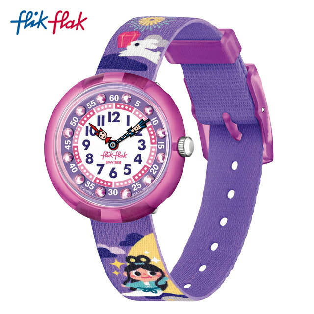 【公式】Flik Flak フリックフラック CHANG'E AND THE JADE RABBIT チェンジ・アンド・ザ・ジェイド・ラビット FBNP202 Swatch(スウォッチ) キッズ 腕時計 女の子 かわいい パープル アナログ クオーツ 3気圧防水