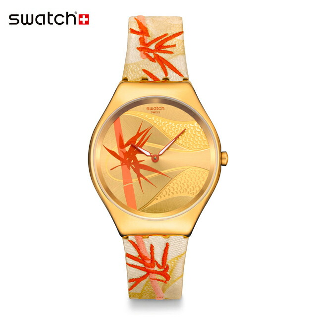 【公式】Swatch スウォッチ GOLDEN RED BAMBOO イヤー・オブ・ザ・スネイク SYXZ105 ウィメンズ 腕時計 クオーツ アナログ 3気圧防水 イエロー スイスブランド おしゃれ ギフト プレゼント