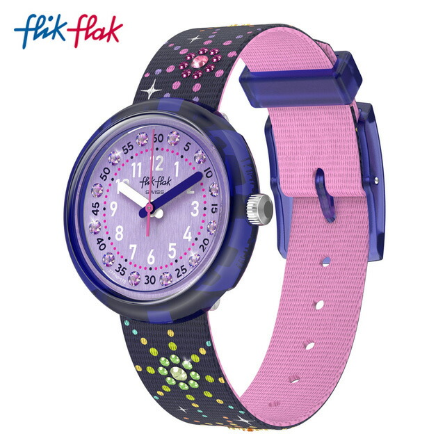 【お買い物マラソン期間はP10倍！】 【公式】Flik Flak フリックフラック PARTY FINALE パーティー・フィナーレ FPNP178 Swatch(スウォッチ) キッズ 腕時計 女の子 かわいい パープル アナログ クオーツ 3気圧防水