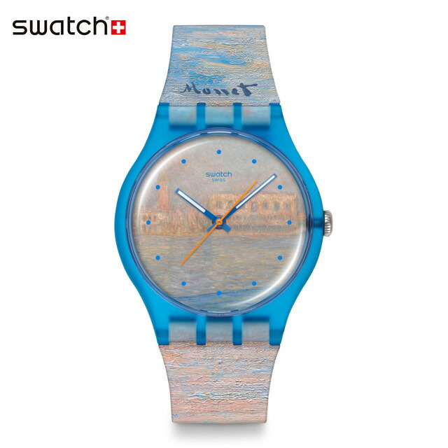 【公式】Swatch スウォッチ MONET'S PALAZZO DUCALE モネズ・パラッツォ・ドゥカーレ SO29Z150 メンズ レディース 腕時計 クオーツ アナログ 3気圧防水 ブルー 大きめ スイスブランド おしゃれ ギフト プレゼント