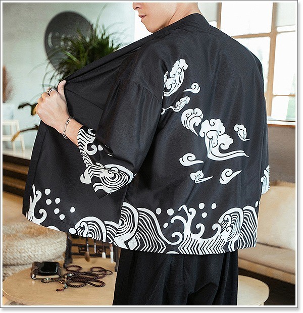 羽織 メンズ おしゃれ シャツ トップス 七分袖 中国 五分袖 作務衣 刺繍 半纏 半袖 半被 和風 夏 法被 甚平 男性用 祭り 長袖 麻 高品質 法被