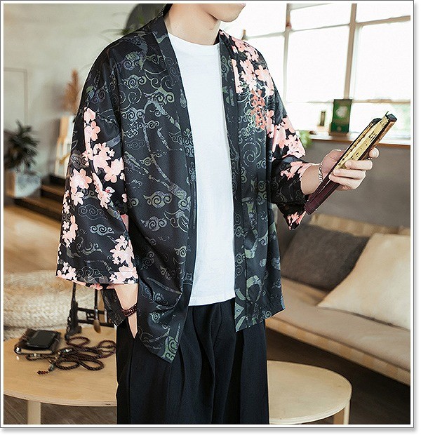 羽織 メンズ おしゃれ シャツ トップス 七分袖 中国 五分袖 作務衣 刺繍 半纏 半袖 半被 和風 夏 法被 甚平 男性用 祭り 長袖 麻 高品質 法被