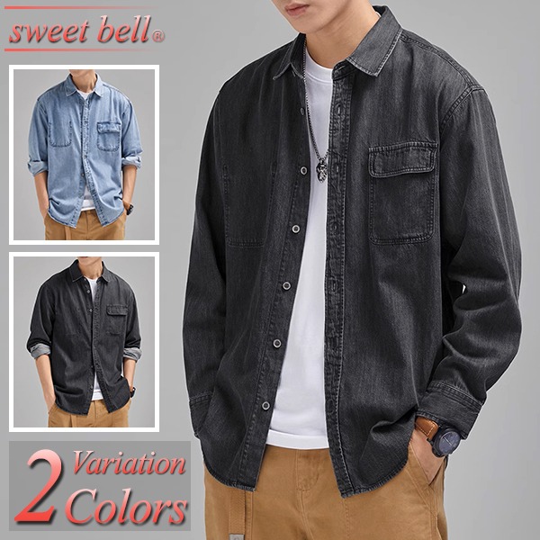 楽天市場】デニムシャツ メンズ 長袖 春 秋 冬 ダンガリーシャツ