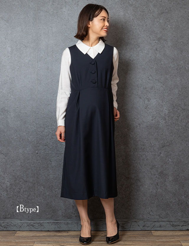 マタニティウェア ノースリーブタックワンピース 授乳服 ノースリーブタックワンピース 授乳服 産前産後 マタニティ ママコート 無地 オフィス 授乳 3連休も発送 通勤 タック入り Off 事務服 裏地付き 長め丈 オフィスウェア 仕事 ジャンパースカート